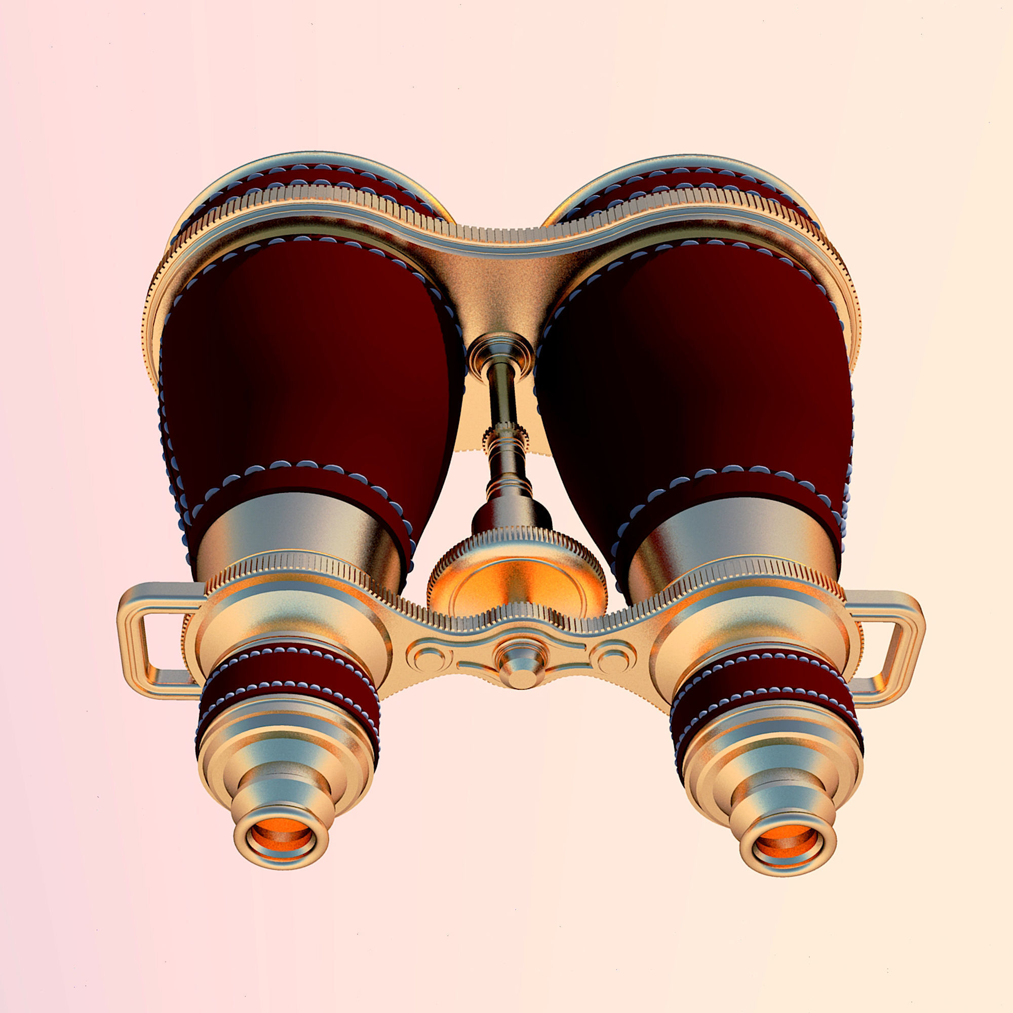 Binoculars Cosplay 3d Print - Leather and gold 3D print model_4