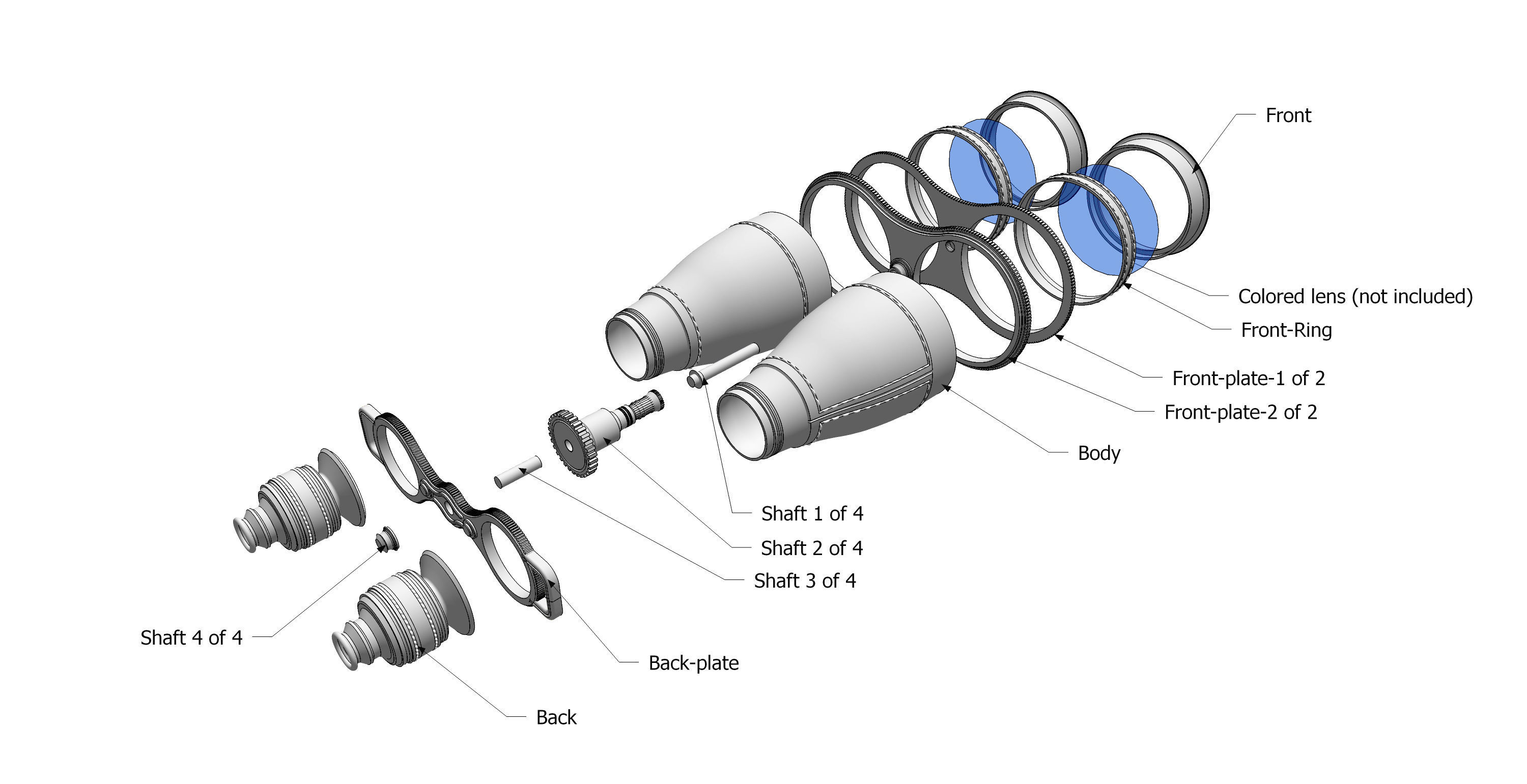 Binoculars Cosplay 3d Print - Leather and gold 3D print model_3