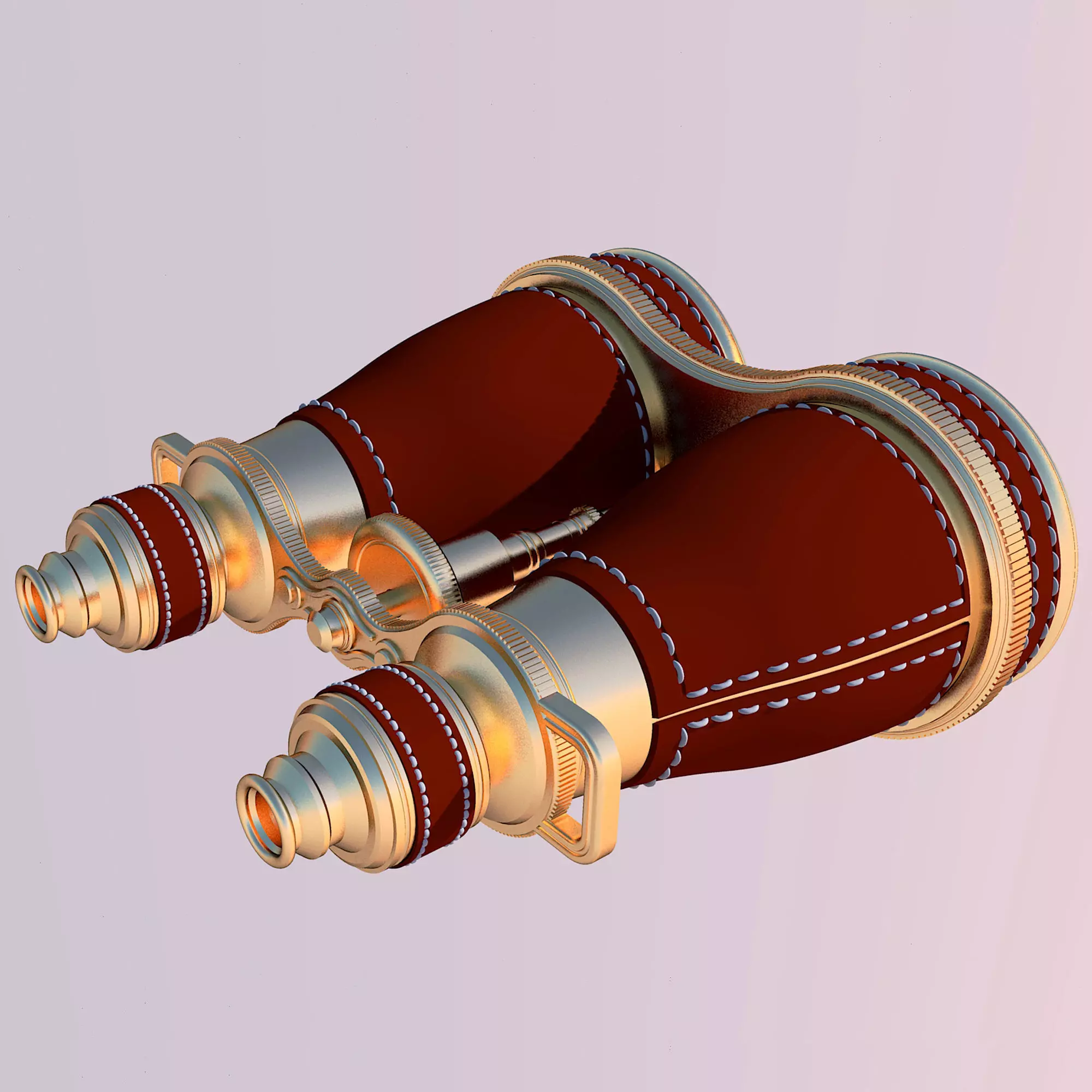 Binoculars Cosplay 3d Print - Leather and gold 3D print model_0