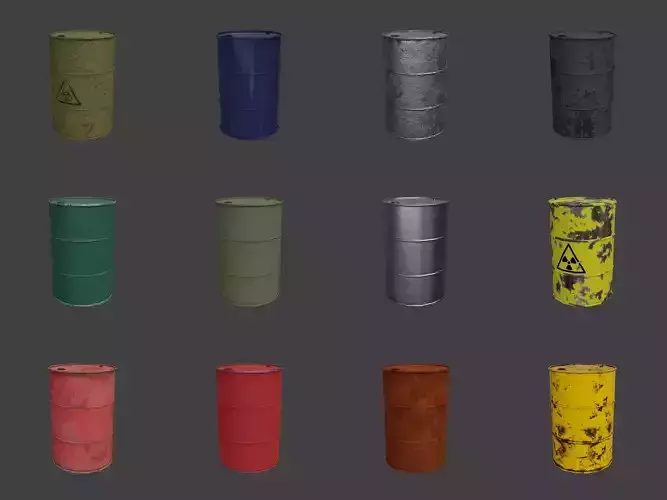 Metal Barrel with Various Textures Set