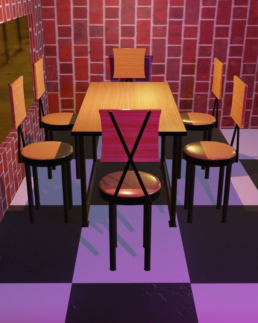 RESTAUNRANT TABLE CHAIR SET Free 3D model_13