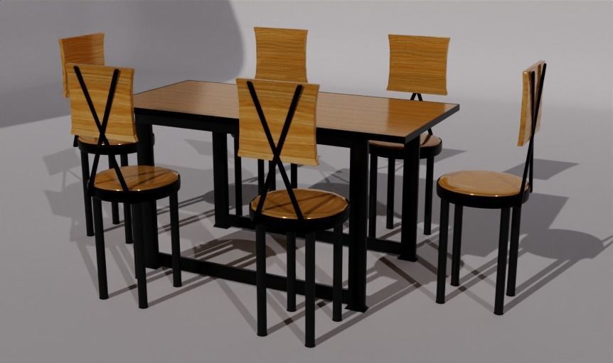 RESTAUNRANT TABLE CHAIR SET Free 3D model_4