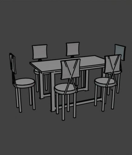 RESTAUNRANT TABLE CHAIR SET Free 3D model_21