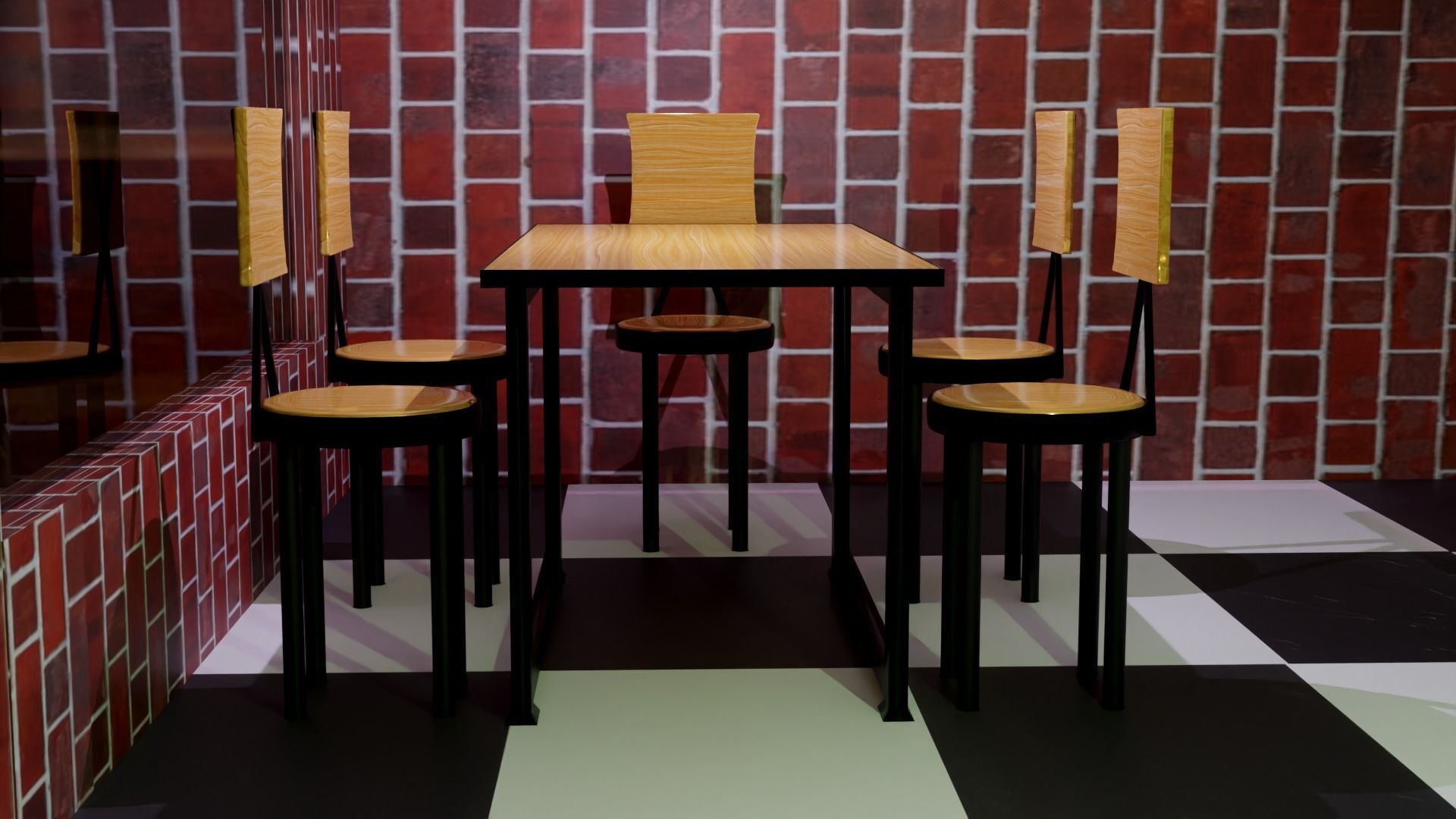 RESTAUNRANT TABLE CHAIR SET Free 3D model_2