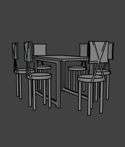 RESTAUNRANT TABLE CHAIR SET Free 3D model_23