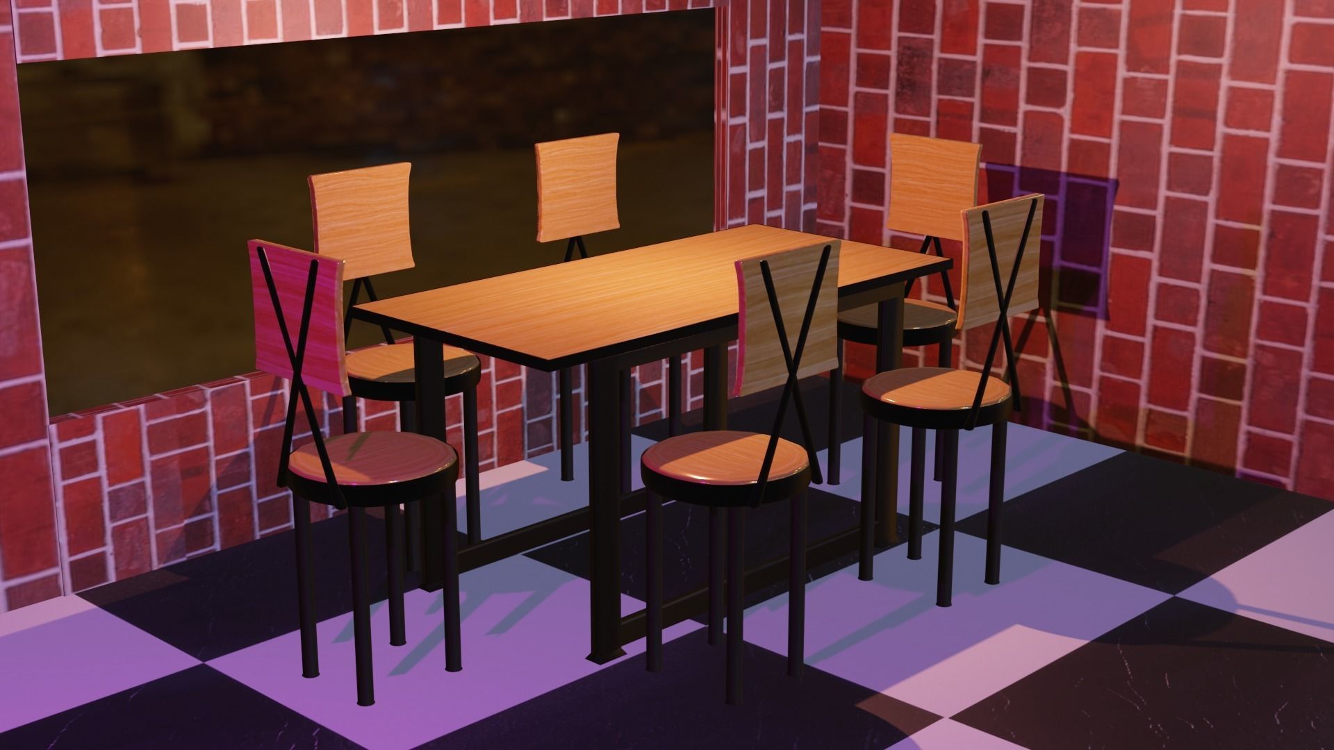 RESTAUNRANT TABLE CHAIR SET Free 3D model_12