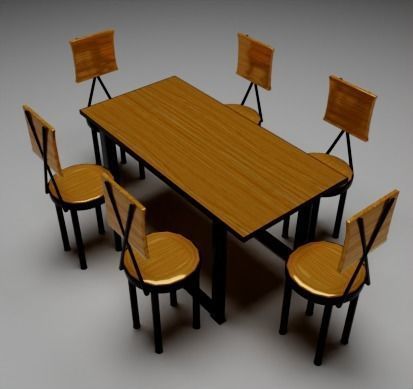 RESTAUNRANT TABLE CHAIR SET Free 3D model_9