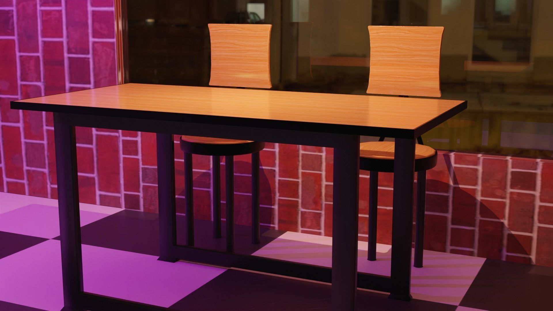 RESTAUNRANT TABLE CHAIR SET Free 3D model_11