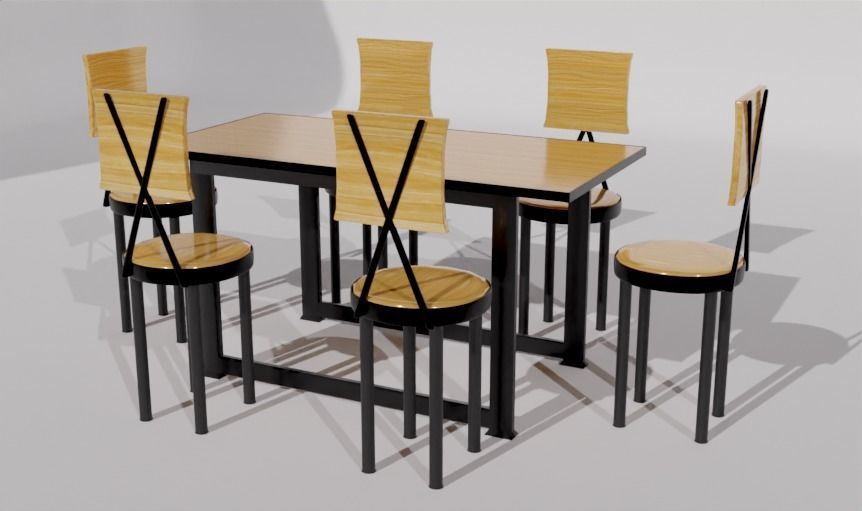 RESTAUNRANT TABLE CHAIR SET Free 3D model_5