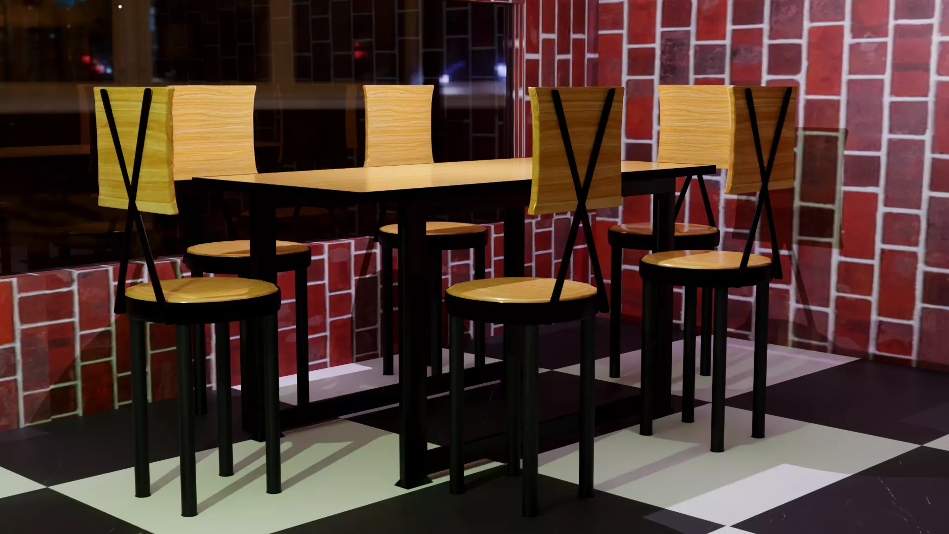 RESTAUNRANT TABLE CHAIR SET Free 3D model_0