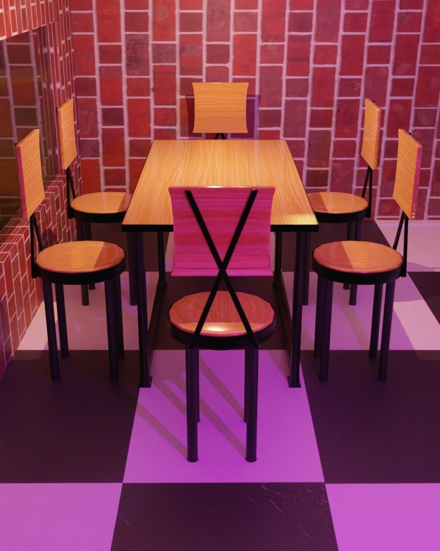 RESTAUNRANT TABLE CHAIR SET Free 3D model_14