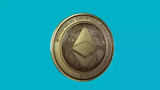 Ethereum crypto Digital currency coin  low poly 