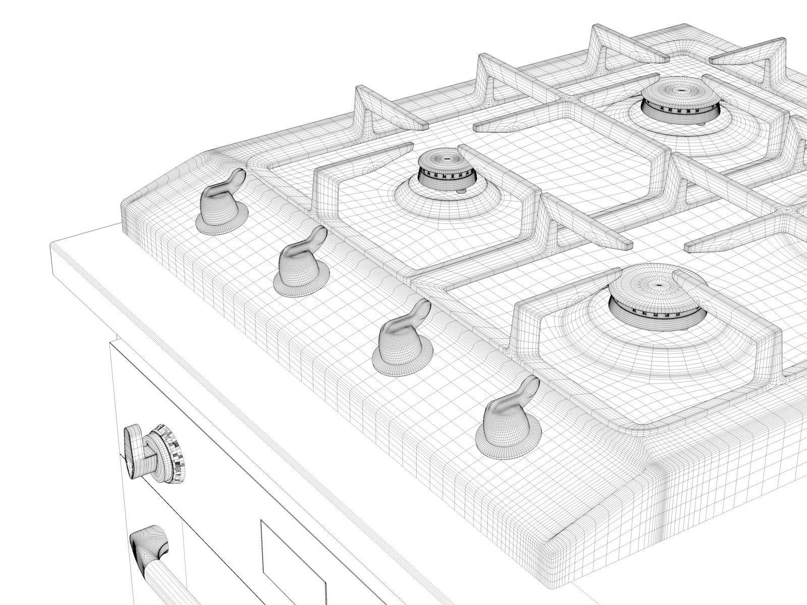 Kitchen Set 2 with sink and stove 3D model_4