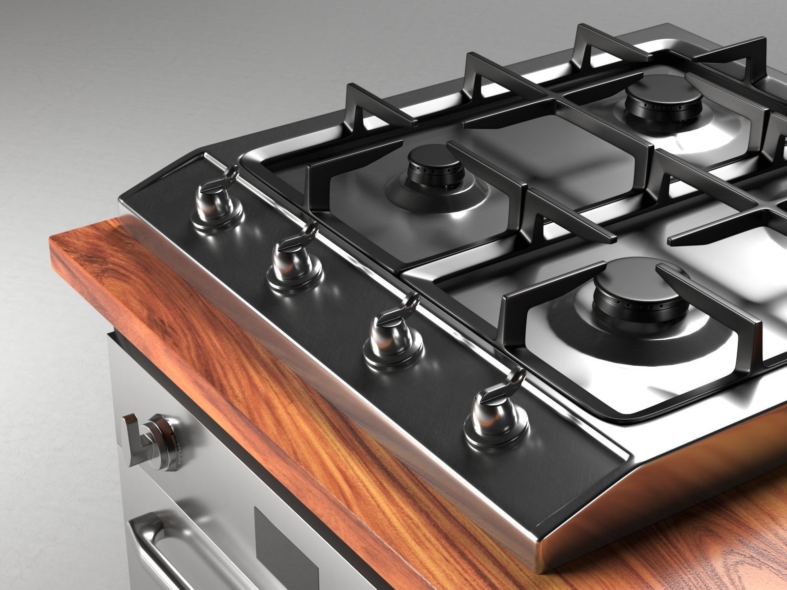 Kitchen Set 2 with sink and stove 3D model_2