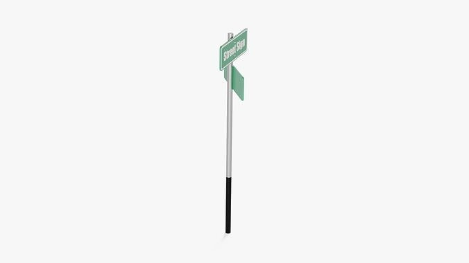 Street Sign Low-poly 3D model 2