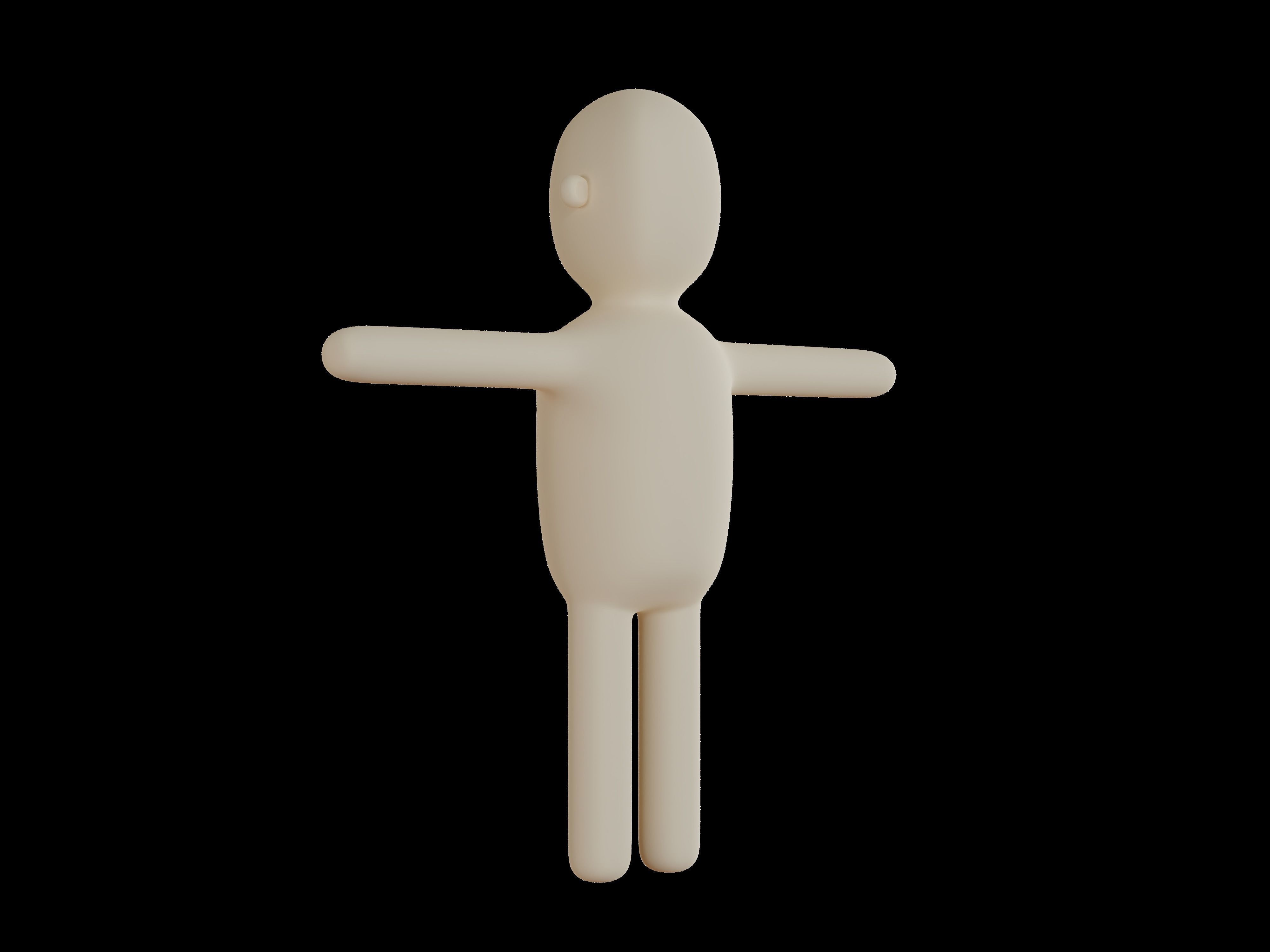 3D character man simple cartoon ready-to-use no texture 3D model_7