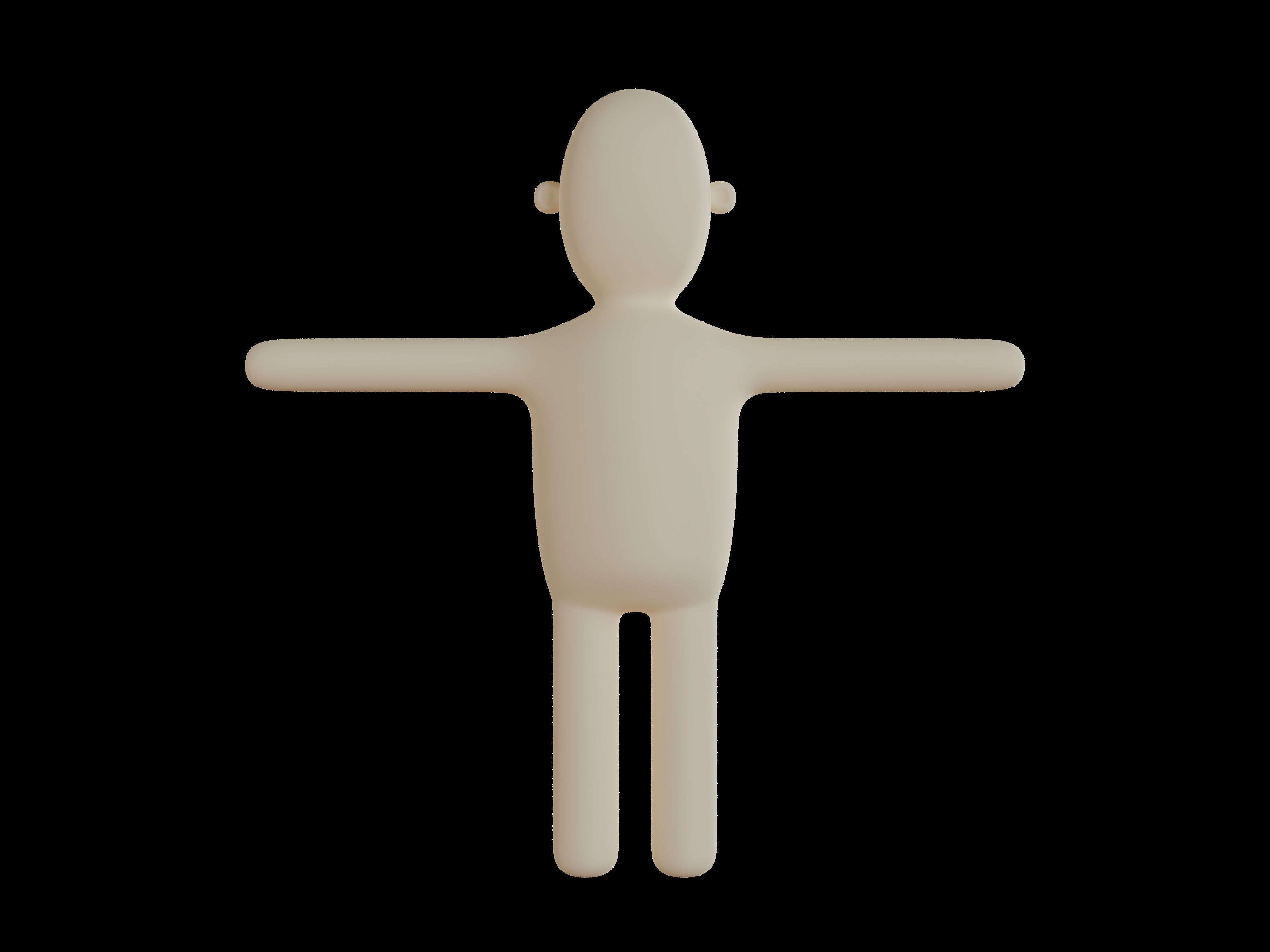 3D character man simple cartoon ready-to-use no texture 3D model_4