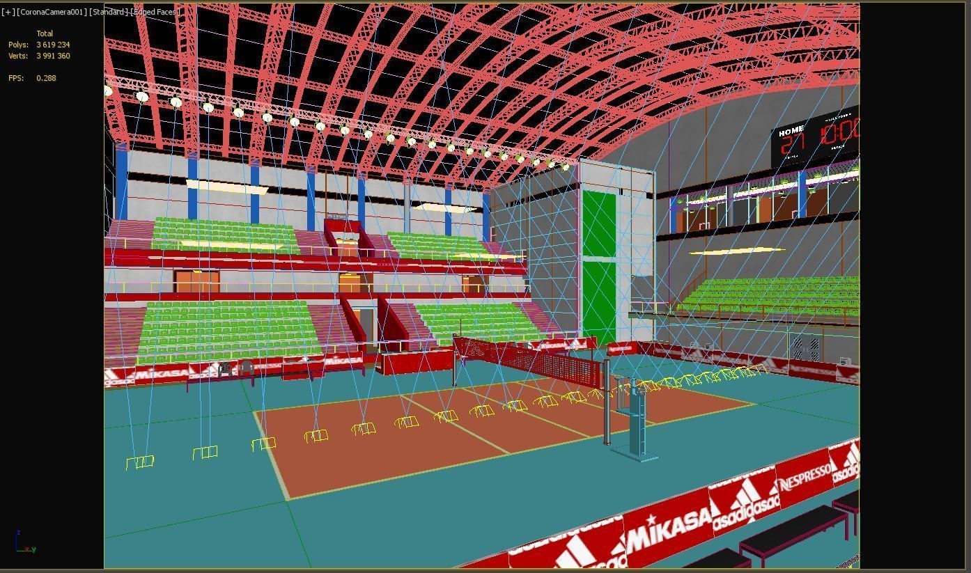Volleyball Court Pavilion Scene 3D model_5