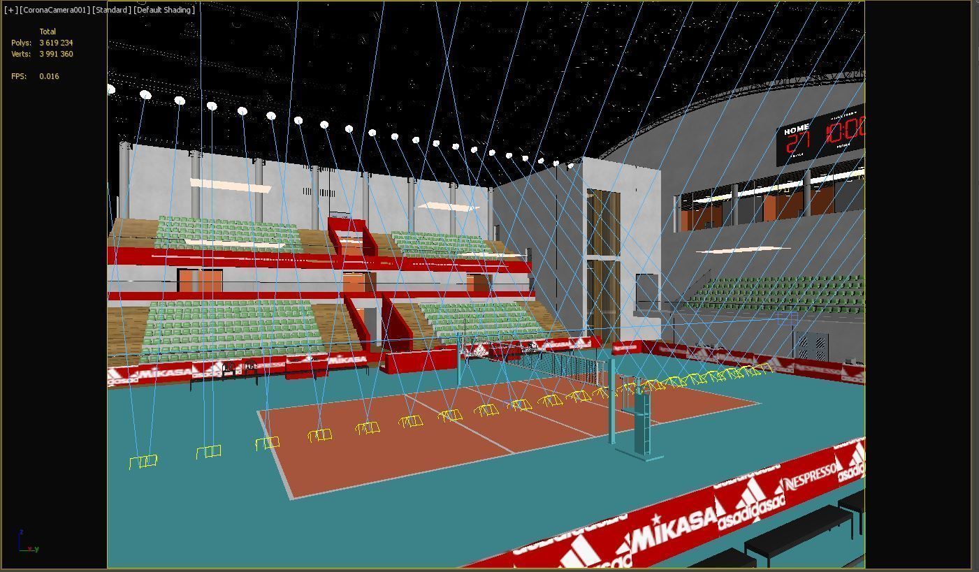 Volleyball Court Pavilion Scene 3D model_4