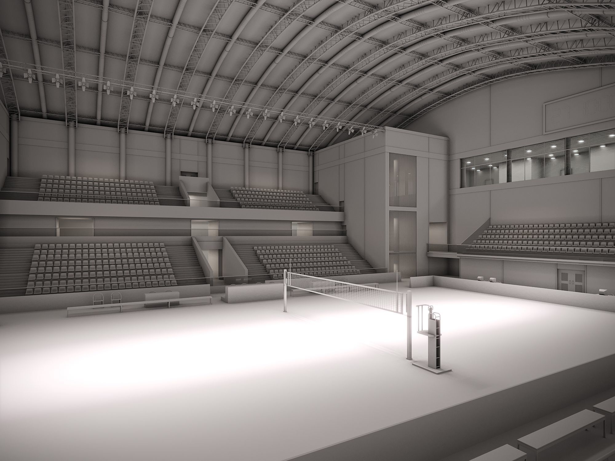 Volleyball Court Pavilion Scene 3D model_1