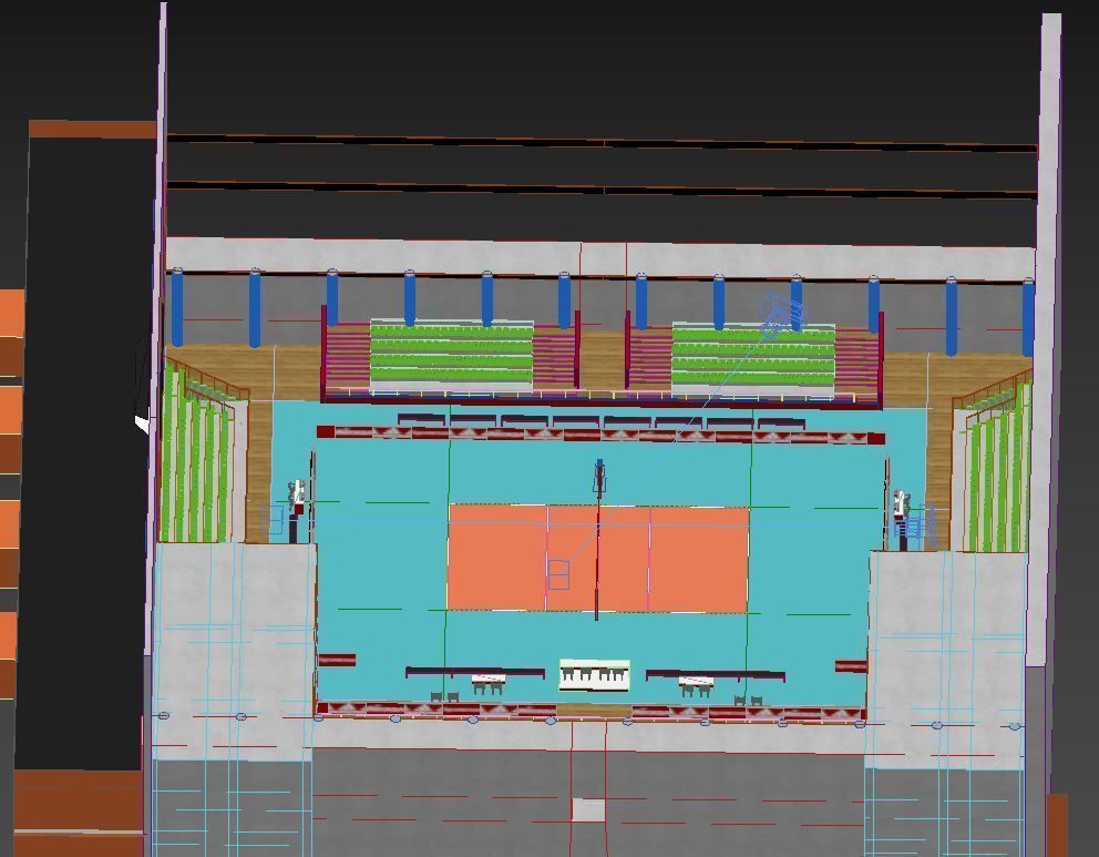 Volleyball Court Pavilion Scene 3D model_10