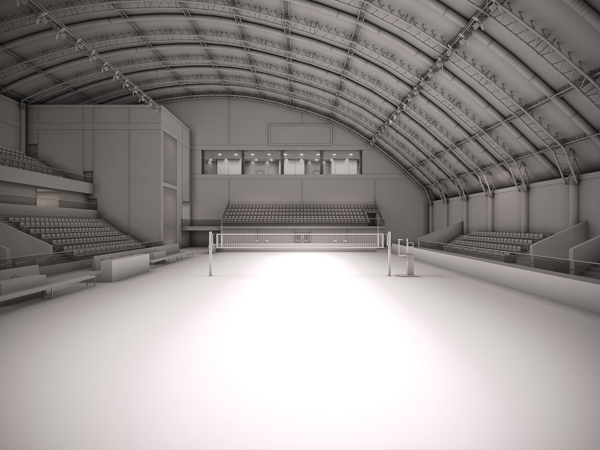 Volleyball Court Pavilion Scene 3D model_3