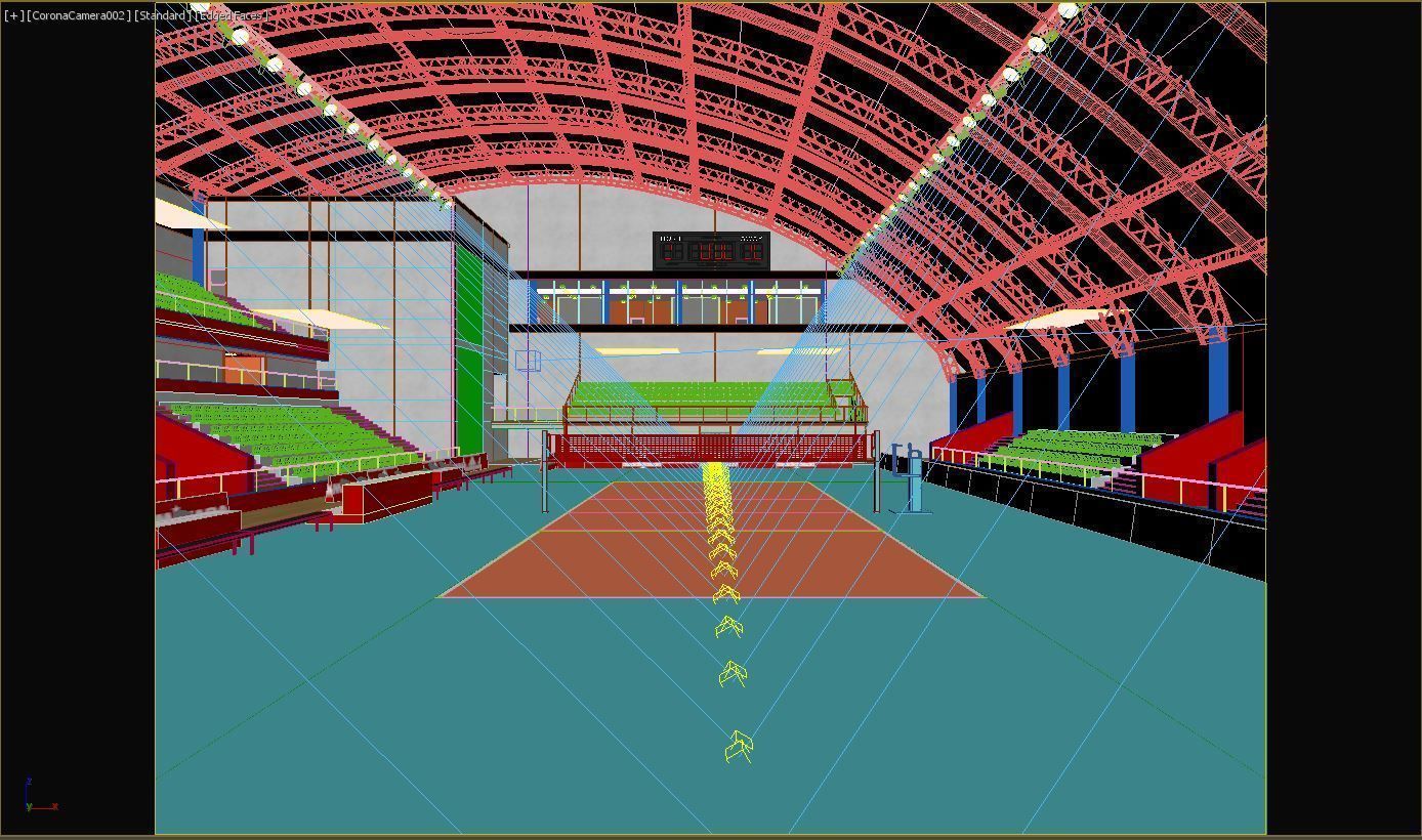Volleyball Court Pavilion Scene 3D model_6