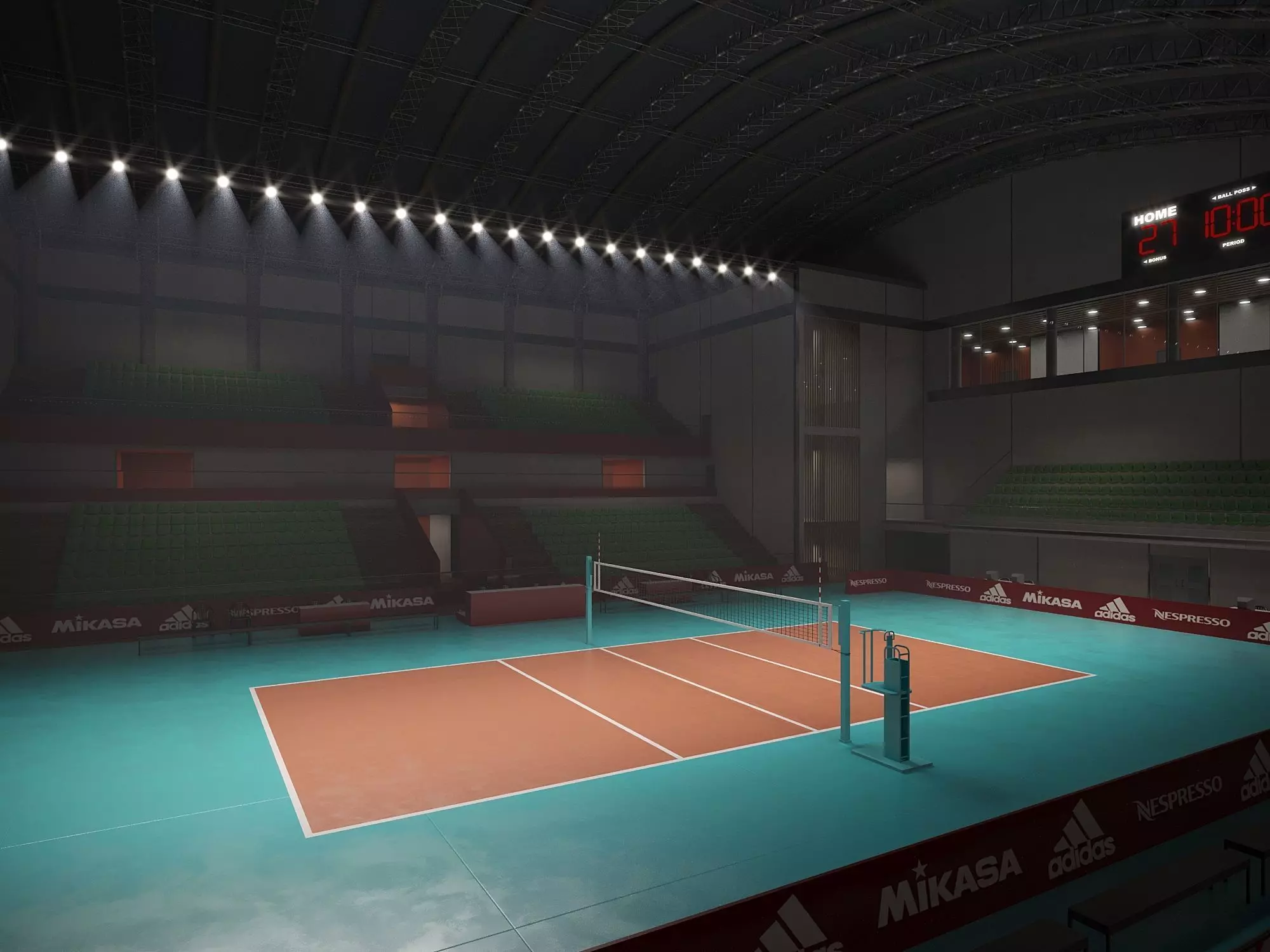 Volleyball Court Pavilion Scene 3D model_0