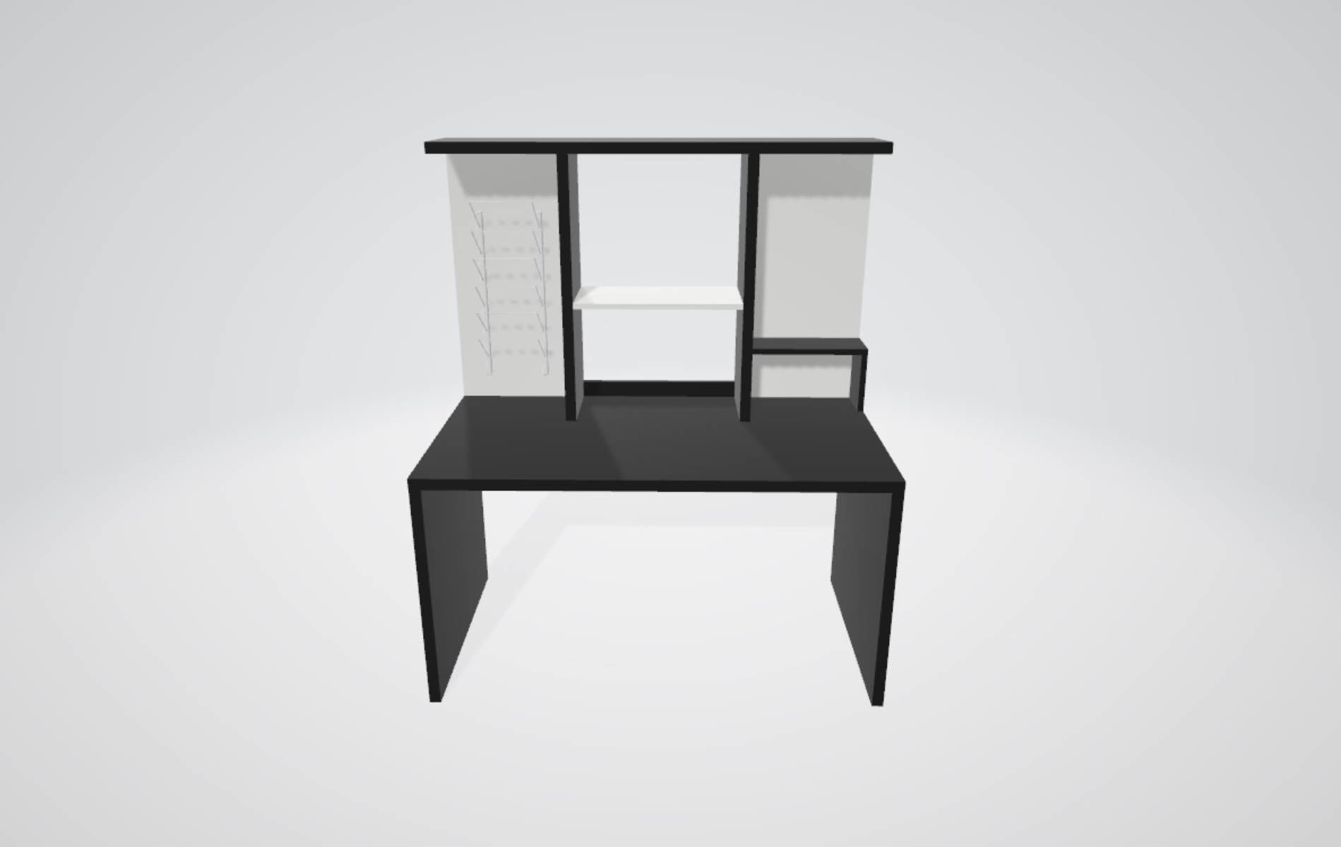 table desk with shelves 3D model_2