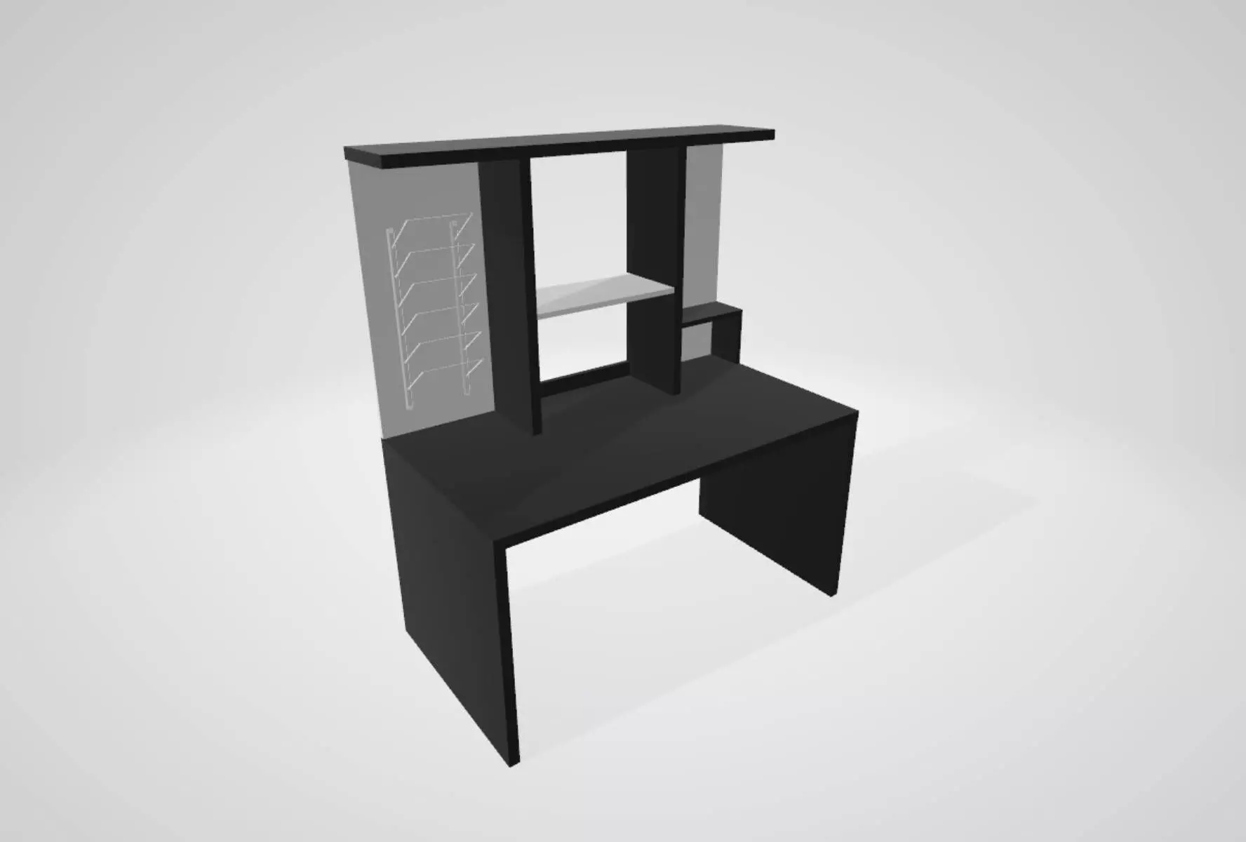 table desk with shelves 3D model_0