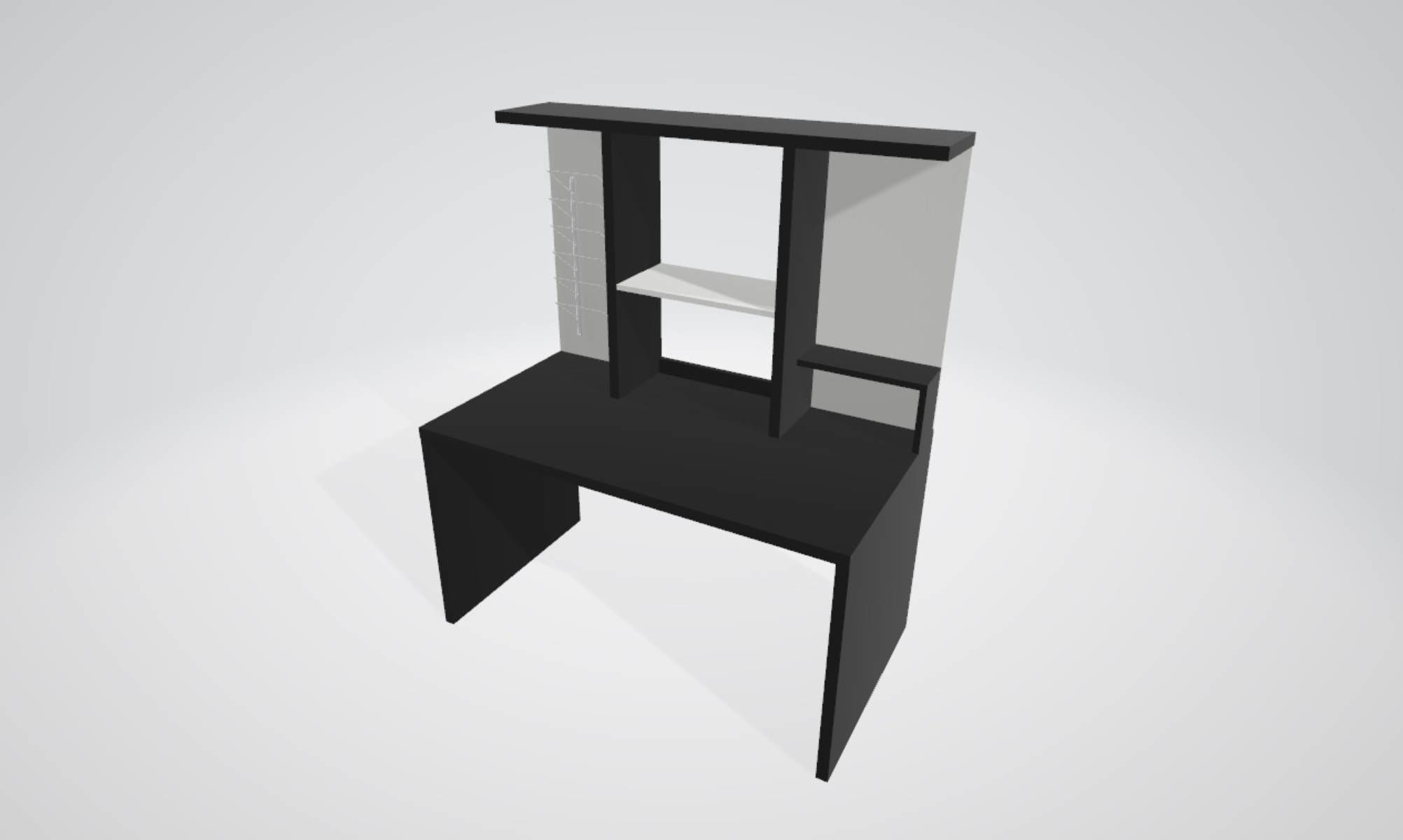 table desk with shelves 3D model_1