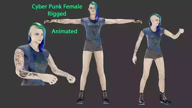 Cyber Punk Female Low-poly 3D model Cyber Punk Female Low-poly 3D model