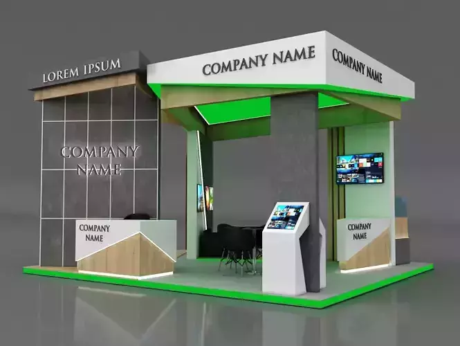 Booth Exhibition Stand Stall 6x5m Height 360 cm 4 Side Open 3D model