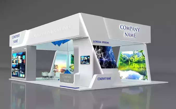 Booth Exhibition Stand Stall 14x10m Height 500 cm 4 Side Open 3D model Booth Exhibition Stand Stall 14x10m Height 500 cm 4 Side Open 3D model