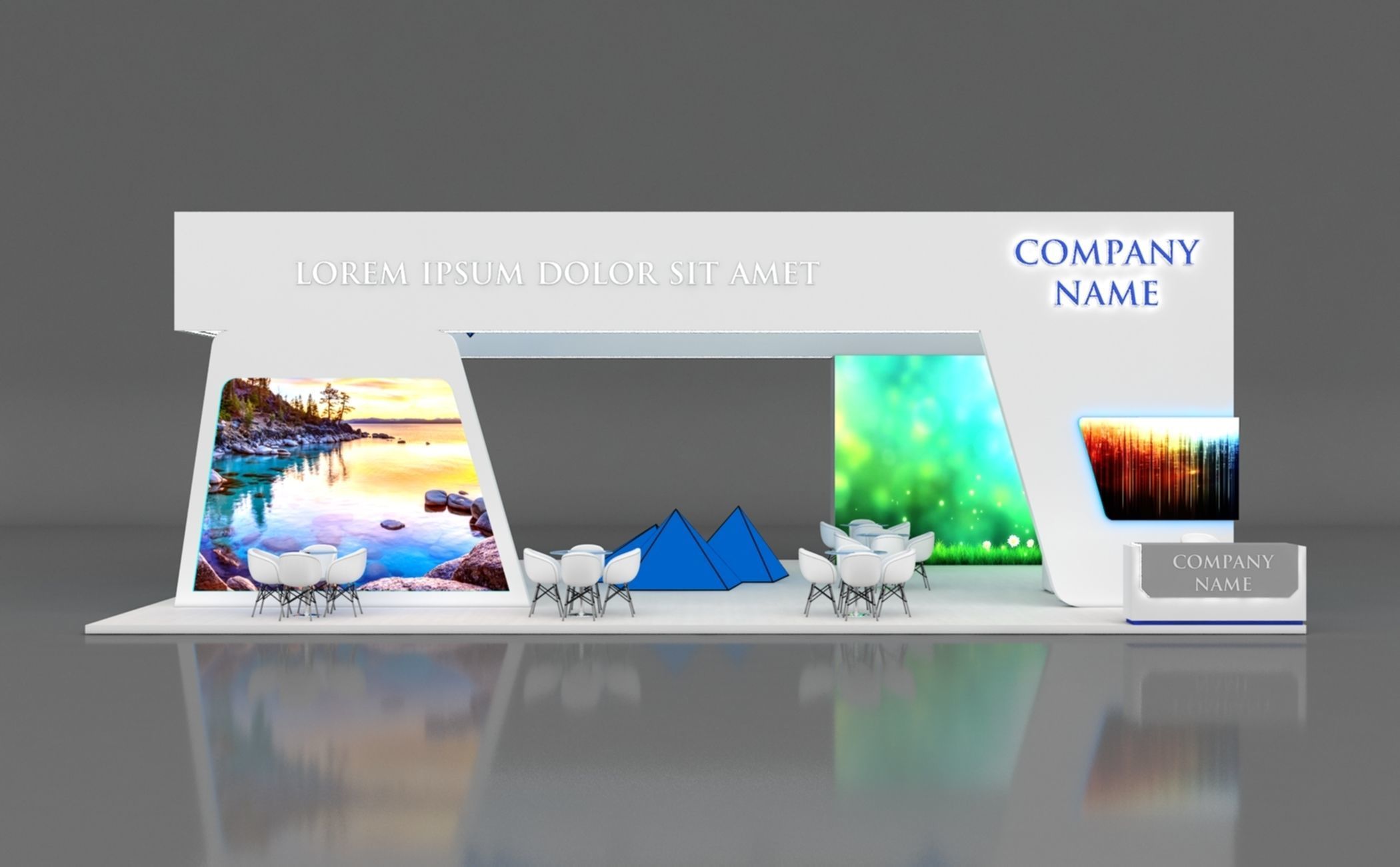 Booth Exhibition Stand Stall 14x10m Height 500 cm 4 Side Open 3D model_8