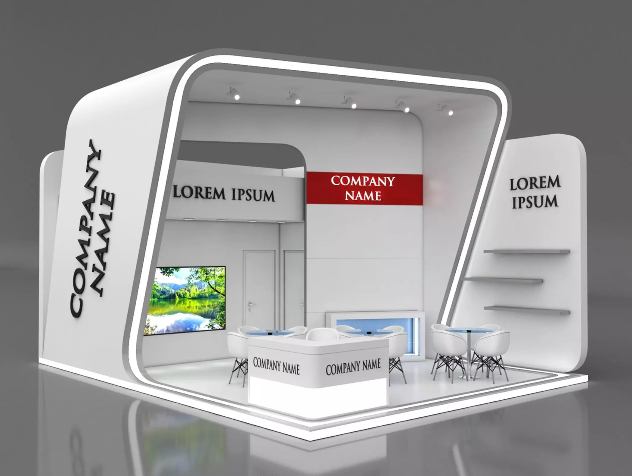 Booth Exhibition Stand Stall 8x6m Height 500 cm 2 Side Open 3D model