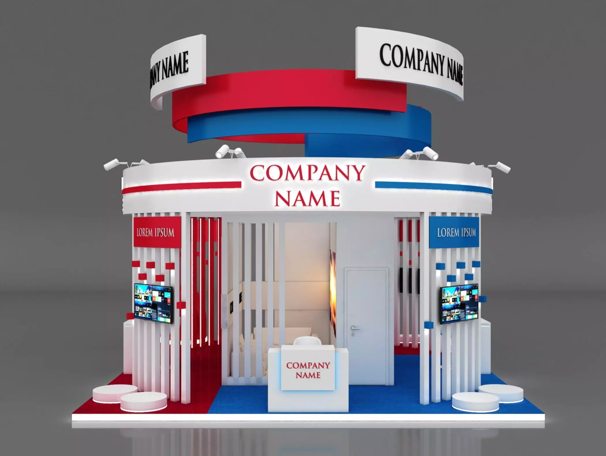 Booth Exhibition Stand Stall 7x7m Height 600 cm 4 Side Open 3D model