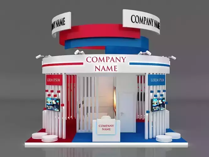 Booth Exhibition Stand Stall 7x7m Height 600 cm 4 Side Open 3D model