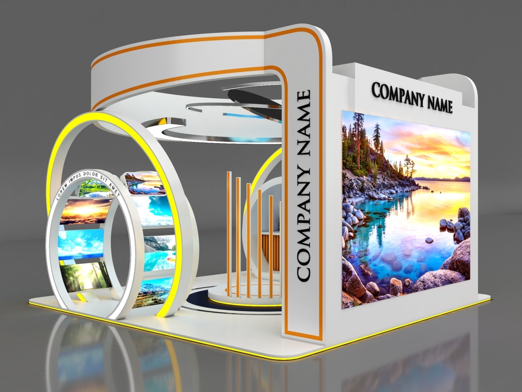 Booth Exhibition Stand Stall 6x6m Height 400 cm 4 Side Open 3D model_5