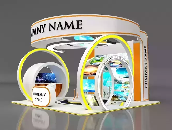 Booth Exhibition Stand Stall 6x6m Height 400 cm 4 Side Open 3D model