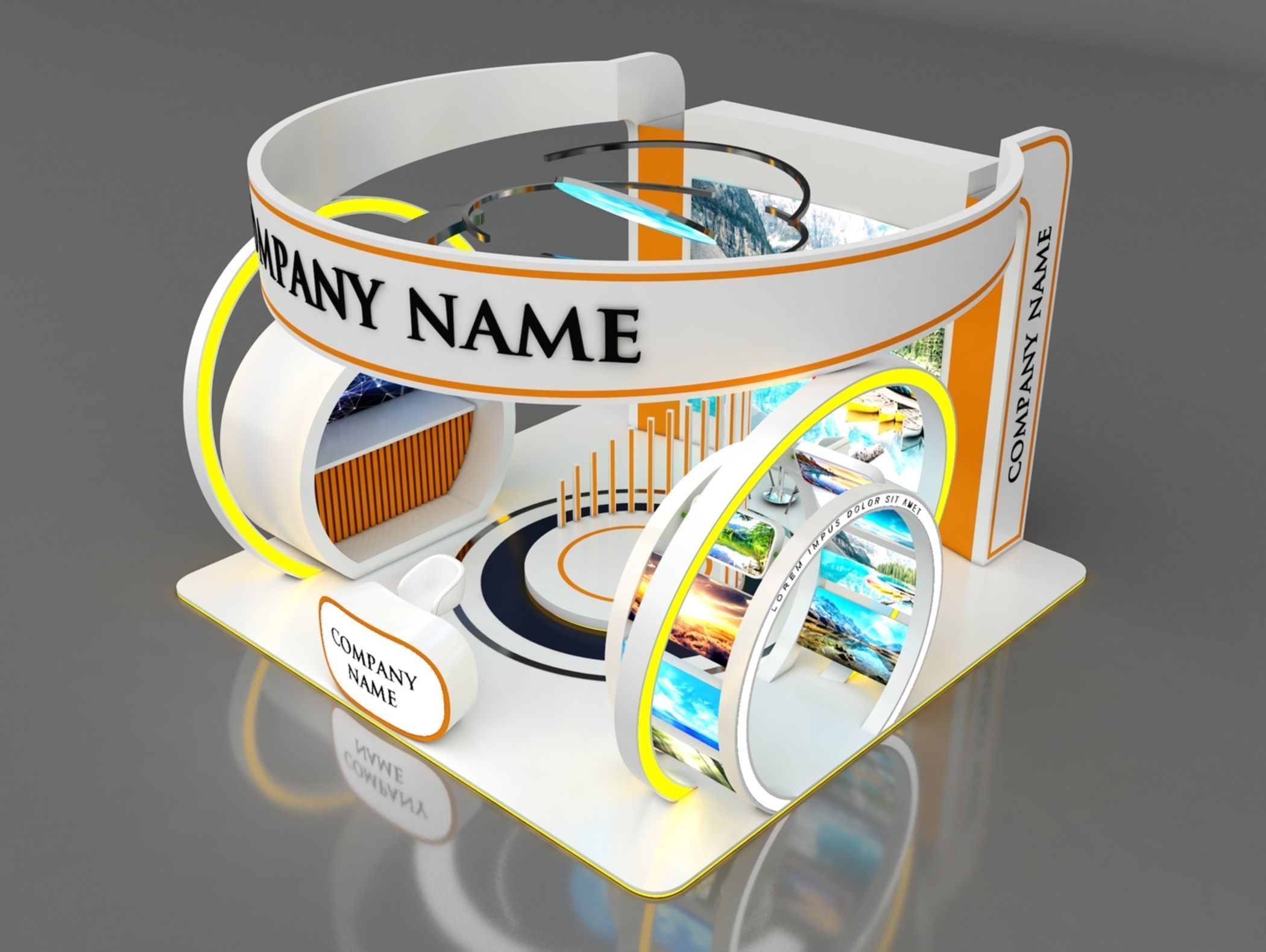 Booth Exhibition Stand Stall 6x6m Height 400 cm 4 Side Open 3D model_1