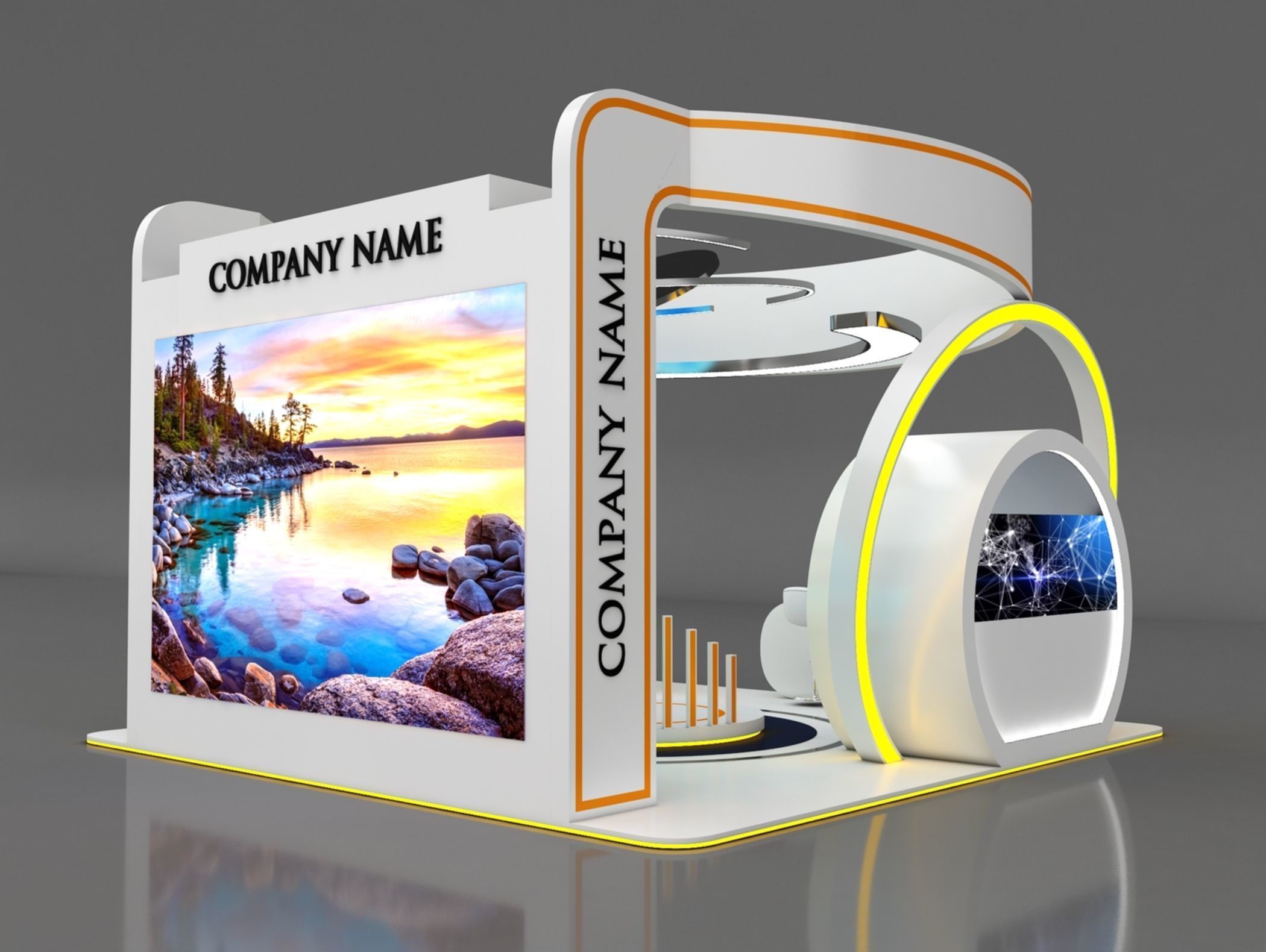 Booth Exhibition Stand Stall 6x6m Height 400 cm 4 Side Open 3D model_6