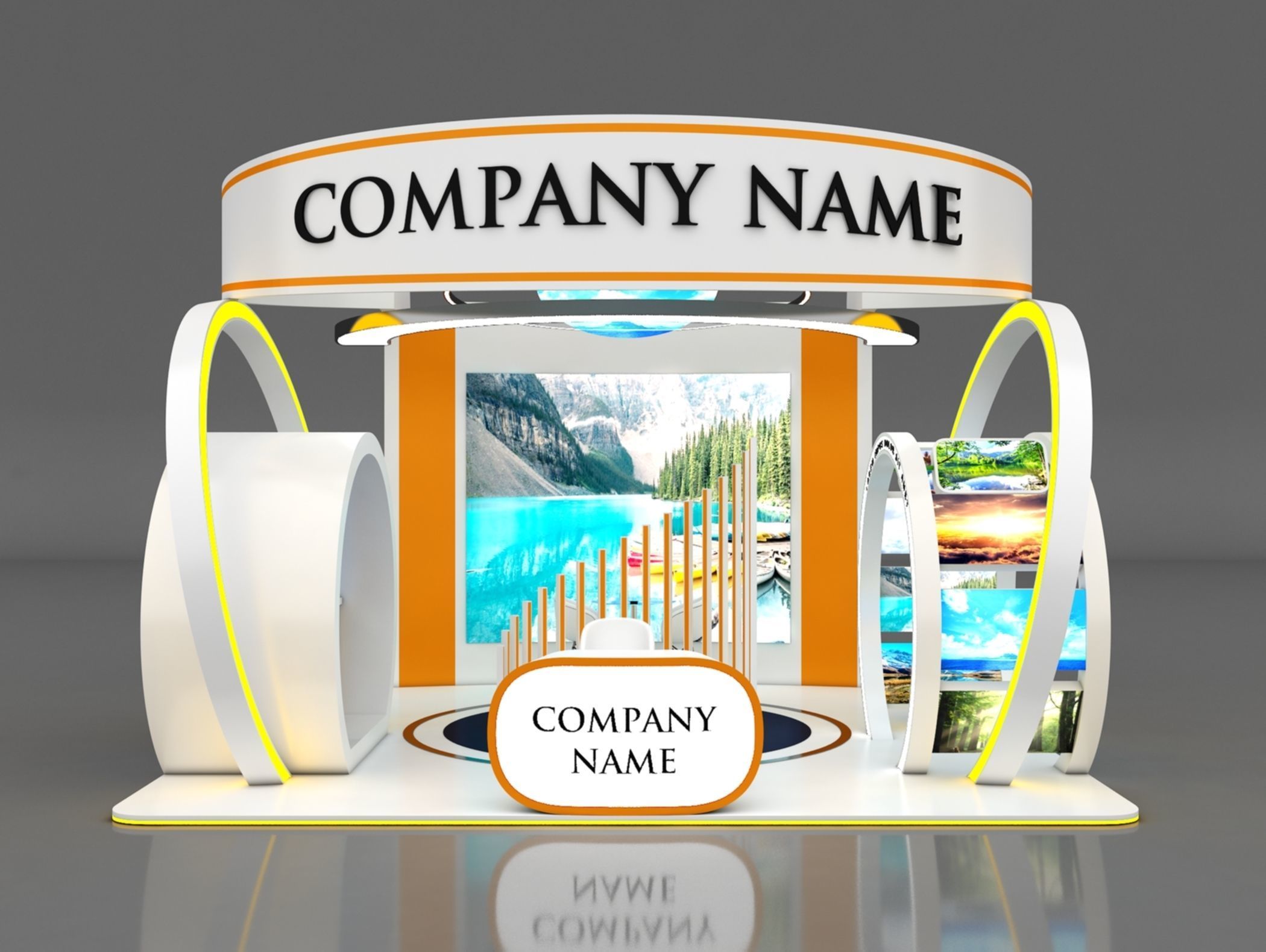 Booth Exhibition Stand Stall 6x6m Height 400 cm 4 Side Open 3D model_4