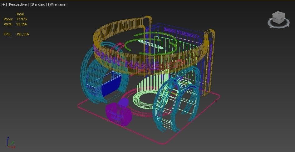 Booth Exhibition Stand Stall 6x6m Height 400 cm 4 Side Open 3D model_7