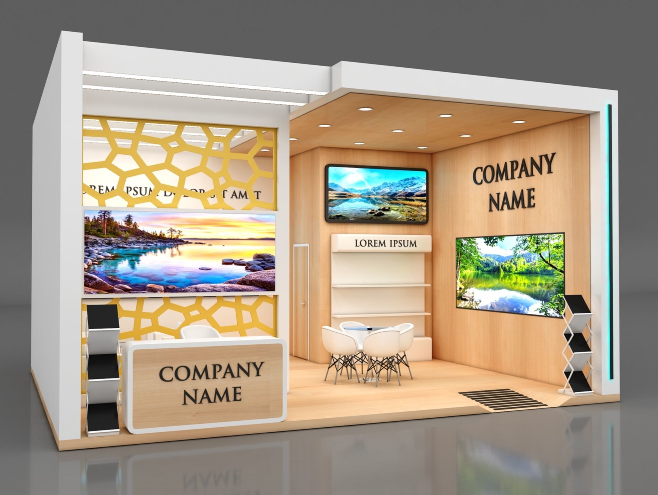 Booth Exhibition Stand Stall 7x6m Height 400 cm 1 Side Open 3D model_1
