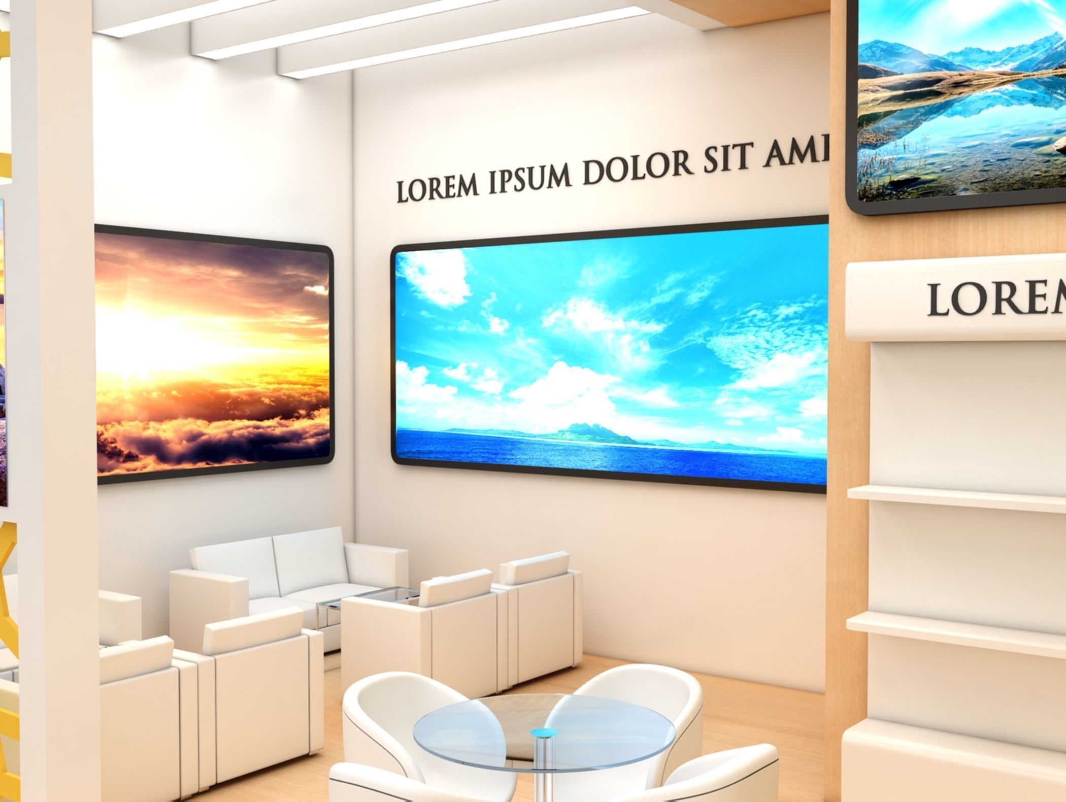 Booth Exhibition Stand Stall 7x6m Height 400 cm 1 Side Open 3D model_3