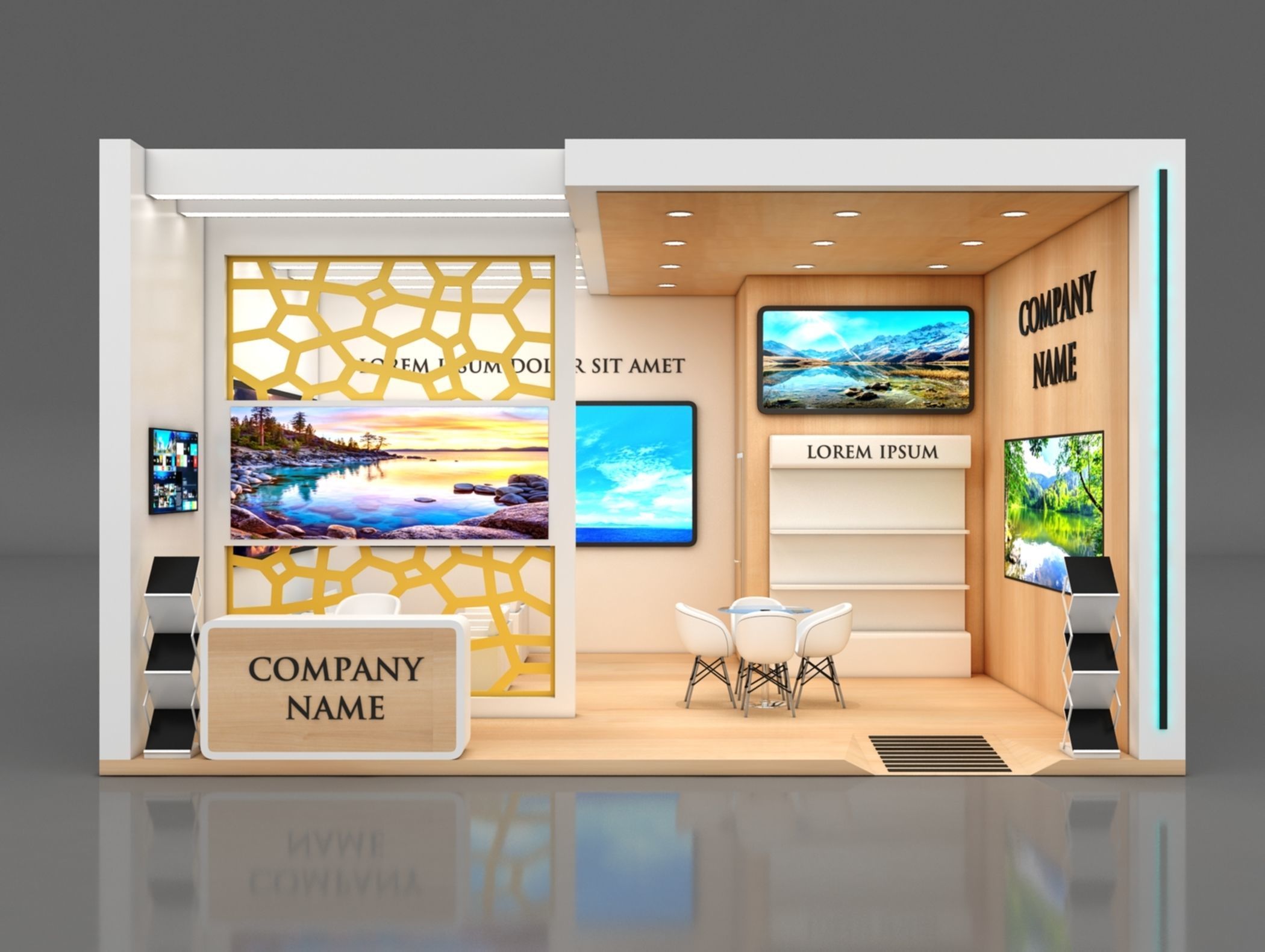 Booth Exhibition Stand Stall 7x6m Height 400 cm 1 Side Open 3D model_2