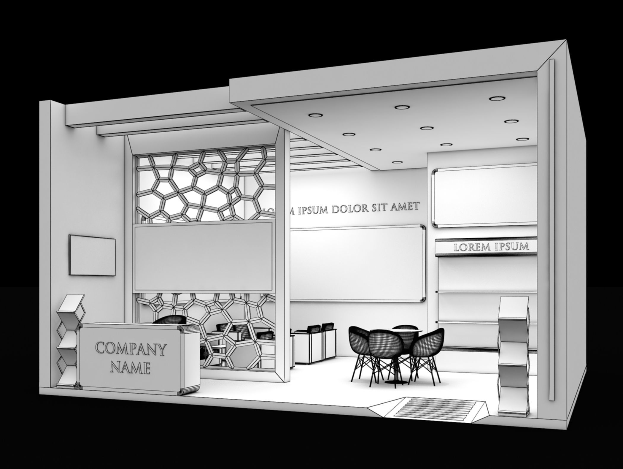 Booth Exhibition Stand Stall 7x6m Height 400 cm 1 Side Open 3D model_5