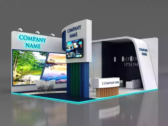Booth Exhibition Stand Stall 9x6m Height 360 cm 2 Side Open 3D model