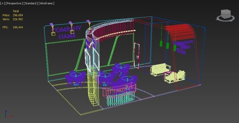 Booth Exhibition Stand Stall 9x6m Height 360 cm 2 Side Open 3D model_4